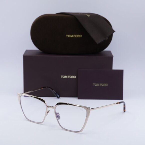 Tom Ford FT5945-B 028 Square Eyeglasses 56mm - Gold/Clear Blue Light Block - Picture 8 of 10